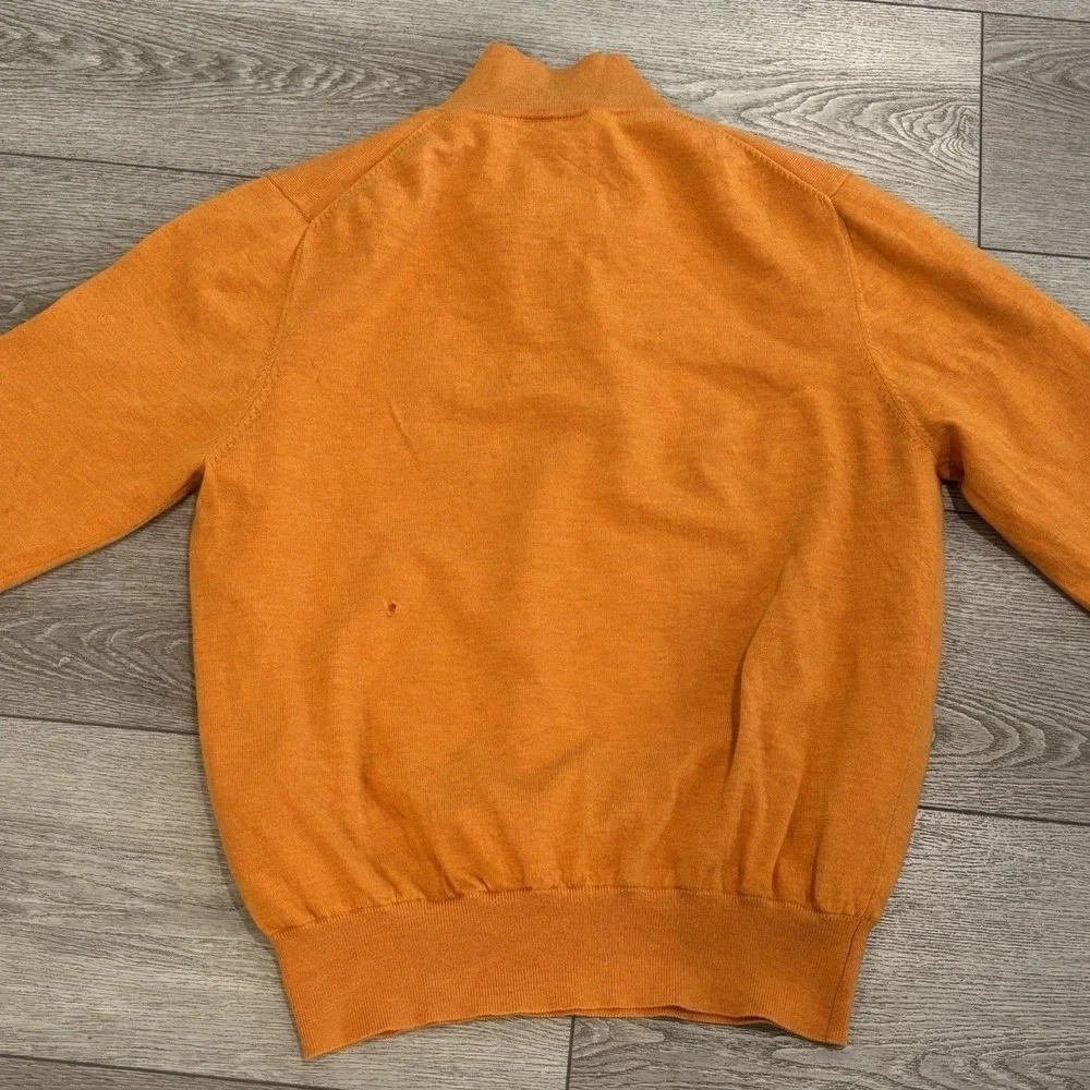 Fairway & Greene Italian Merino Wool Sweater Mens Large Colonial  Orange *Flaws*
